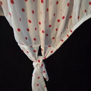 Ashley Stewart White Top with Red Dots